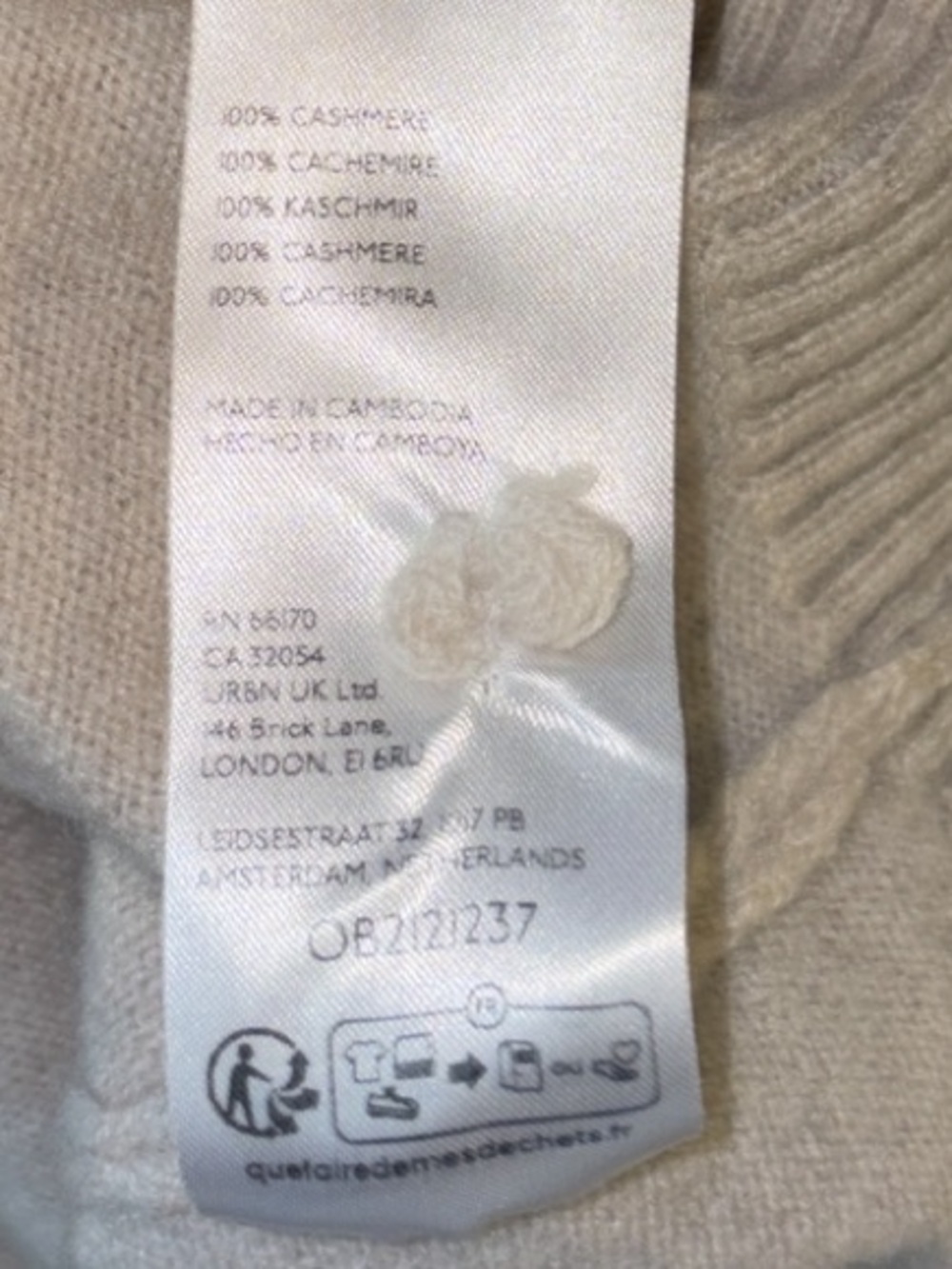 Anthropologie The Goldie Crew-Neck Cashmere Sweater Short Sleeve Ivory Small - Picture 9 of 12